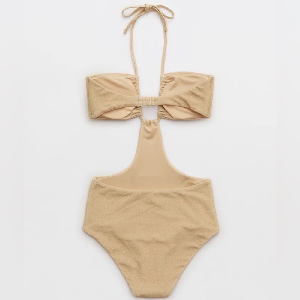 Aerie Glittering Gold One-Piece Swimsuit - Picture 3 of 7